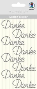 Design-Sticker, silber, "Danke"